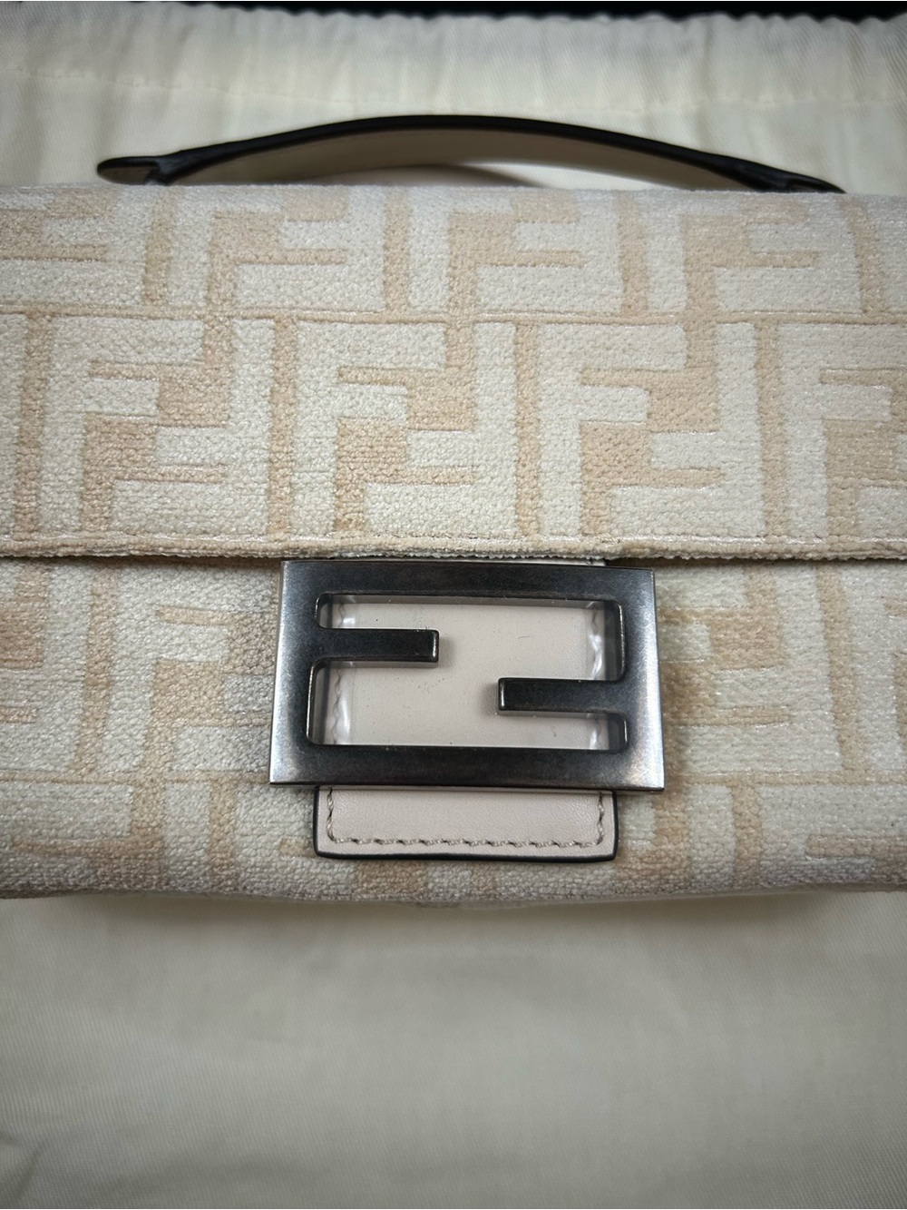 Fendi FF Baguette in Chenille with Gun Metal Hardware - Picture 5 of 14